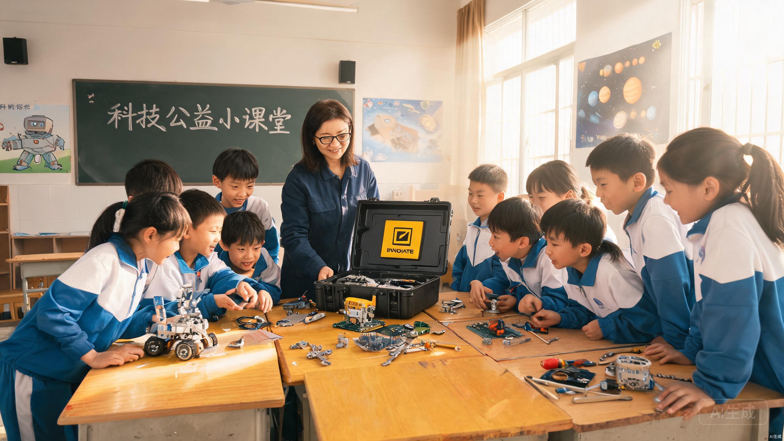 社会责任 - 工程师带工具箱进教室教孩子搭机器人